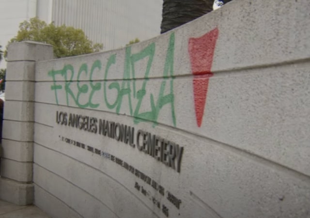 ‘Free Gaza’: Anti-Israel Protesters Vandalize Los Angeles National Cemetery