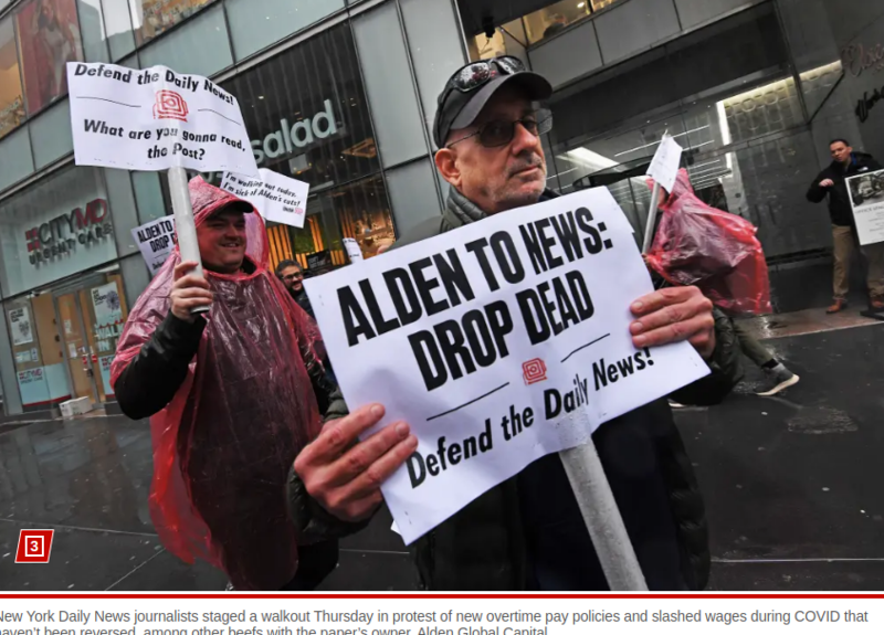 Daily News workers walk out to protest owners Alden Global Capital who ‘shrink the budget to fill their pockets’