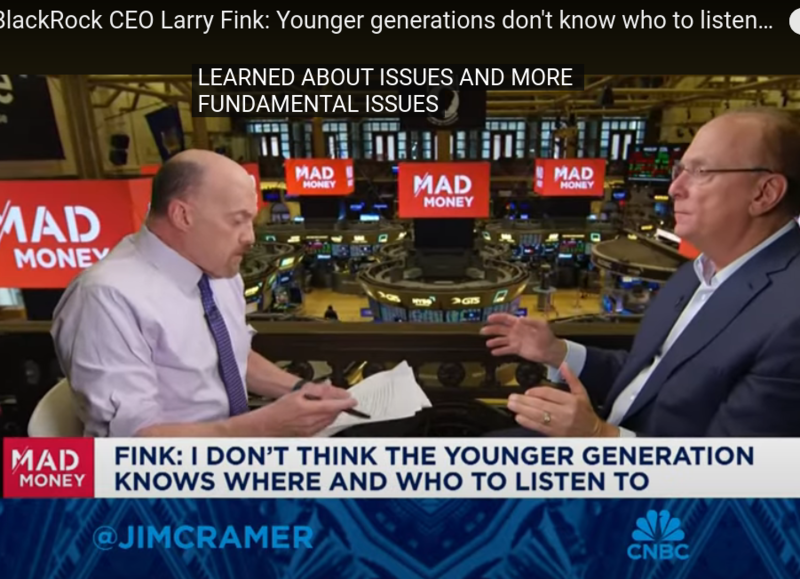 CNBC Transcript: BlackRock Chairman & CEO Larry Fink Speaks with CNBC’s Jim Cramer on “Mad Money” Today
