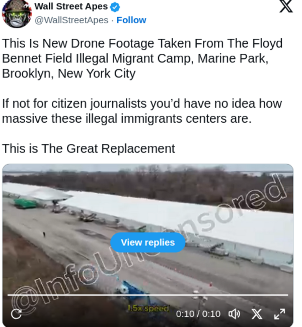 Drone Video Reveals Massive NYC Migrant Tent City, Kept Under Wraps By Democrats & Media