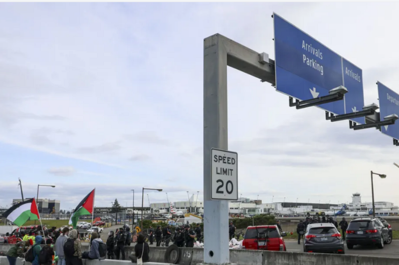 46 people arrested in pro-Palestinian protest at Sea-Tac Airport