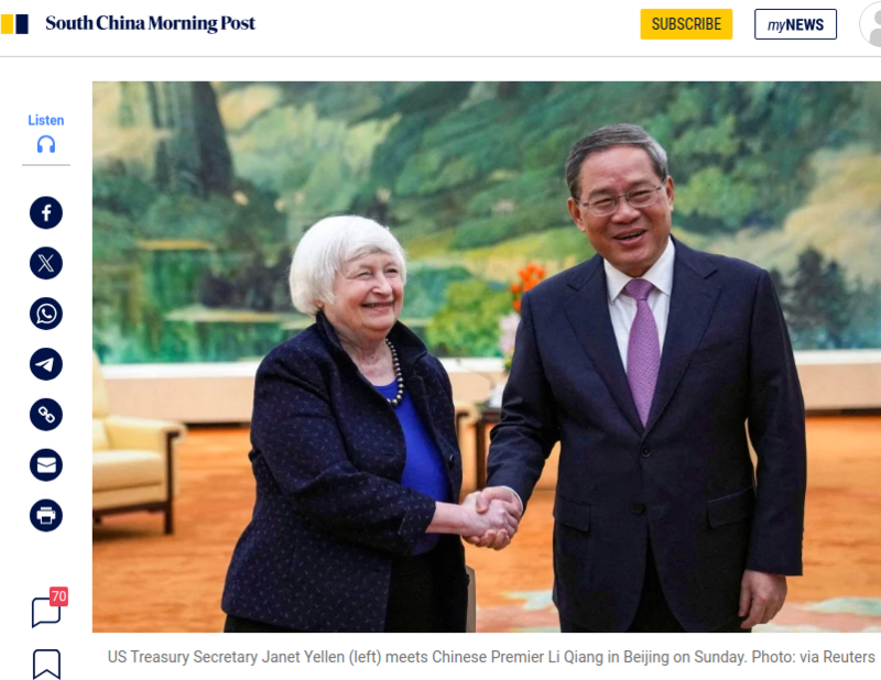US should not politicise trade issues, China’s Li Qiang tells Janet Yellen in response to ‘overcapacity’ concerns